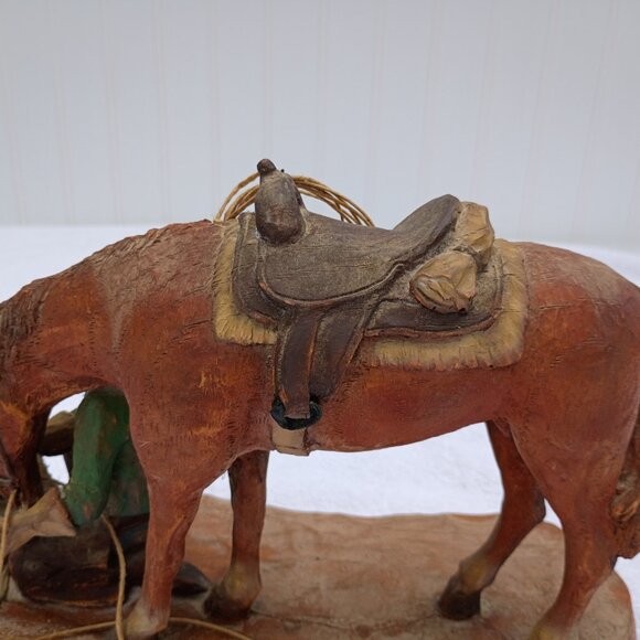 The Last Drop From His Stetson Statue Wooden Horse Equestrian Figurine Vintage - Picture 8 of 16